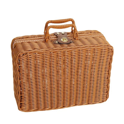 DELUXE rattan hatású kis bőrönd