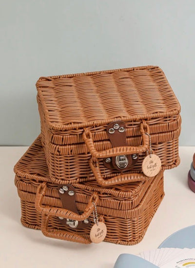 DELUXE rattan hatású kis bőrönd